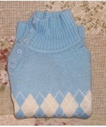 NEW Baby Sky Blue Dog Pet Preppy Argyle Sweater Button Side Stylish Coll... - $20.51 CAD