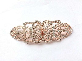 Rose Gold Rhinestone Clasp: Vintage Crystal Sash Closure (3.74" x 1.3") - $14.25
