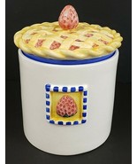 Vintage Clay Art Fruit Pies Canister With Lid Medium 8&quot; Tall With Lid x ... - $34.61 CAD