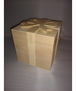 Unfinished Wood Wooden Covered Gift  Box With Bow Ribbon Ready to Finish... - £17.73 GBP