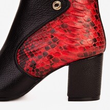 The Saturn Red Pythn Leather Block Heel Women Boot image 8