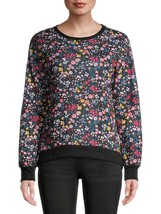 No Boundaries Women&#39;s Juniors Floral Print Sweatshirt Size XS (1) Black Floral - £13.91 GBP