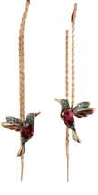 Long Tassel Rhinestone Goldtone Hummingbird Dangle Earrings - New - Red - £13.56 GBP