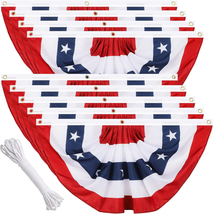 4Th of July Decorations American Bunting 9 Pcs USA Pleated Fan Flag Us Patriotic - £33.98 GBP