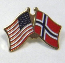 NORWAY UNITED STATES US COMBO NATIONAL FLAG PIN BADGE 1 INCH - $5.64