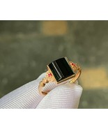 Customized 18K Solid Rose Gold &amp; Type A Icy Black Jadeite Jade Ring Cert... - $348.00+