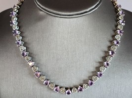 Womens Vintage Estate Sterling Silver Modernist Necklace 53.7g E7680 - £218.13 GBP