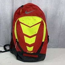 Nike Vapor Max Air Backpack Laptop Book Bag Red &amp; Yellow Water Resist 19... - $21.19