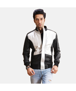 LE Spade Silver Black Leather Bomber Jacket - £109.83 GBP+