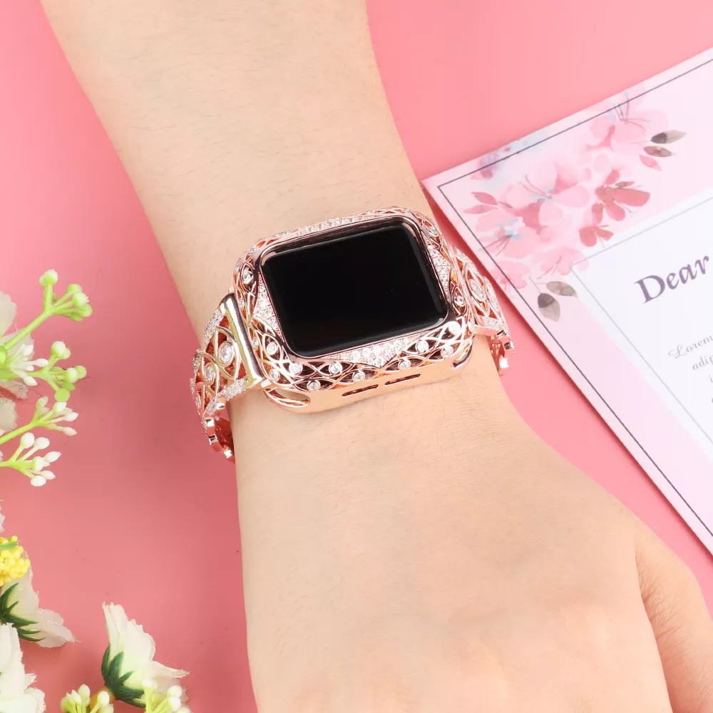 Luxury Bracelet and Case Rose Gold Watchband For Iwatch    - £50.21 GBP