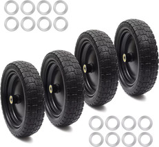 4Pack Flat free Tire and Wheel fit with Cart and Lawnmower Yard Trailers - £97.37 GBP