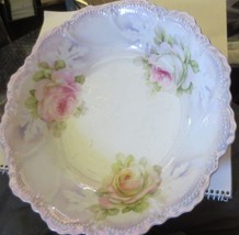 Vintage Leuchtenburg Germany model 12 Pastel Pink Flowers 10&quot; Serving Bowl - £11.05 GBP