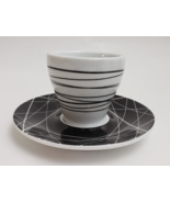Bodum Paula Espresso Demitasse Cup Saucer Black and White 2-Piece Lines - £12.42 GBP
