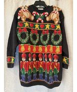 Vtg Marisa Christina Hand Knit Embellished Holiday Sweater Nutcrackers &amp;... - $67.04 CAD