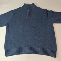 Chaps Men’s Cotton Blue 1/4 Button Pullover Sweater VGUC Elbow Patches Size XL image 9