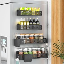 4 Pack Magnetic Spice Rack For Refrigerator, Moveable Magnetic Shelf Fri... - £26.74 GBP