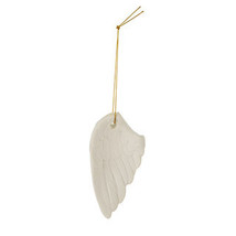 Ceramic Wing Ornament White 3.58 In 1Pc - £13.20 GBP