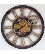 Wall clock 36 inches with real moving gears Vintage Black - £342.92 GBP