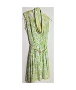 Vintage 1950s House of Nine Green White Floral Foliage Sleeveless Dress ... - $507.37 MXN