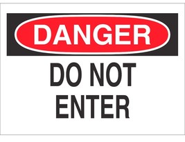 DANGER DO NOT ENTER Adhesive Sticker 3.5&quot; x 5&quot; red black white Sign BRAD... - $435.85 MXN