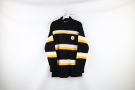 Vtg 90s NFL Womens Medium Striped Pittsburgh Steelers Mock Neck Tunic Sweater - £46.35 GBP