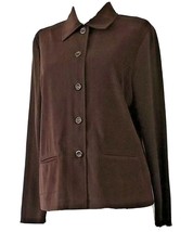 Notations Womens Petite  Jacket Cardigan Button-up Brown knit sleeve size M - $12.00