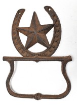 Cast Iron Star with Horseshoe Vintage Country Door Knocker  - $44.50