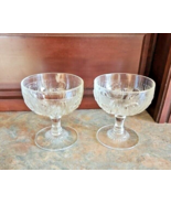 Set of 2 Vintage Jeannette Glass Iris &amp; Herringbone Footed Sherbet Bowl 4&quot; - £10.05 GBP
