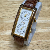 Vintage CMI Quartz Watch Women Long Curved Dual Movements Gold Tone New Battery - £29.02 GBP