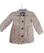  Oshosh Genuine Kids Jacket Taupe Pink 3T Polka Dot Cotton Ruffle Outerwear - $12.75