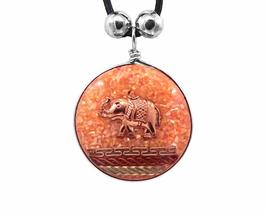 Mia Jewel Shop Copper Elephant Charm Tribal Metal Pattern Round Crushed Chip Sto - £12.52 GBP