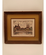 Vintage Etching St John the Baptist Cathedral Historic Old Town Wroclaw Poland - £126.60 GBP