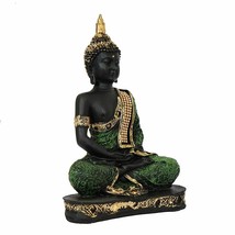 Premium Meditating Sitting Buddha Idol Statue Showpiece; 10 Inch Black &amp; orange - £20.57 GBP