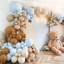 Brown And Blue Balloon Garland Double Stuffed Nude Tan Light Blue Beige Balloon  - £34.34 GBP