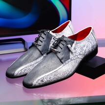 Lucca Stingray and Ostrich Dress Derby's Shoes Gray Newspaper image 6