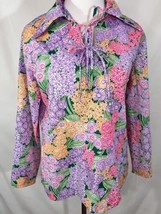SSK Shirt Floral Boho Blouse Tie Front Made in Japan Womens Large Vintag... - £21.88 GBP