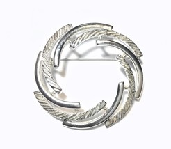 Vintage 1960s Modernist Silver Tone Circle Brooch Signed Sarah Coventry - $14.95