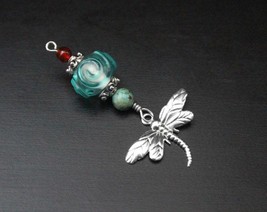 Red Carnelian and African Turquoise Ocean Wave Dragonfly, Tree of Life or Key Bl - £12.78 GBP