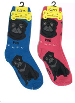 Black PUG Dog Socks Novelty Dress Casual SOX Puppy Pet Foozys 2 Pair 9-1... - £7.90 GBP