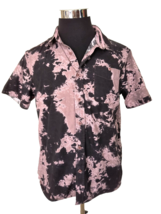 Sunrise Kingdom Shirt Men&#39;s Size Medium Cotton Black Tan Tie Dye Button Front - £18.25 GBP