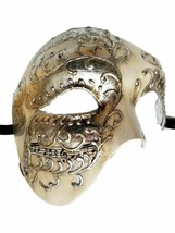 Men&#39;s Phantom White Silver Music Large Masquerade Elegance Mask - £10.31 GBP