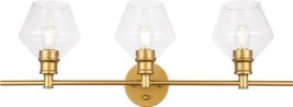 Wall Lamp Sconce GENE 3-Light Brass Clear Glass Iron Medium E26 40W - £270.64 GBP