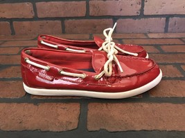 Cole Haan Boat Shoes Slip-On Patent Red Leather Size 7 - $37.75