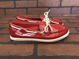 Cole Haan Boat Shoes Slip-On Patent Red Leather Size 7 - £28.58 GBP