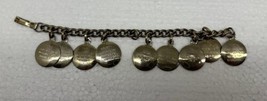 Vintage Silver Tone Round 9 Of 10 Commandments Charm Bracelet Religious - £8.35 GBP