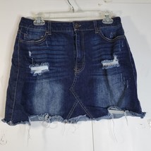 Womens/teens Wax Jeans Destressed Denim Mini Skirt Size Large - $15.75
