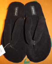 Women&#39;s Size 12 Plusheez Black Plush Flip Flop Slippers - £17.19 GBP