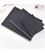 Plain Black Hard Cover Blank White Sketchbook Spiral Journal Diary Book ... - £8.29 GBP