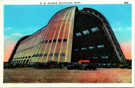 Vtg Linen Postcard Sunnyvale California CA US Airport Hangar - Unused PNC UNP - £10.41 GBP