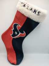 Houston Texans Holiday 19&quot; Christmas Stocking Team Logo Embroidered Red &amp; Blue - £10.78 GBP